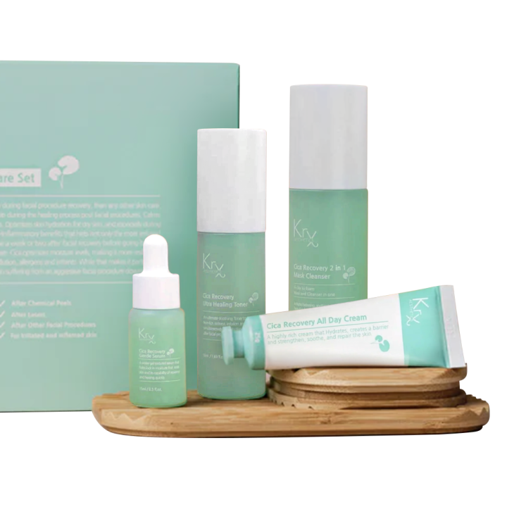 CICA RECOVERY KIT. Бокс из 4-х продуктов для восстановления реактивной кожи в дом. уходе после агрессивных проф. процедур или для ежедневного ухода за гиперчувствительной кожей. Клеточная формула с Центелла Азиатика и 30 активными ингредиентами!